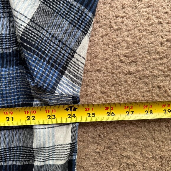 Wrangler Shirt Mens XL Button Up Long Sleeve Spread Collar Blue Plaid Pockets - Picture 8 of 12